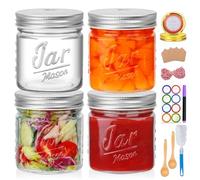 Accguan 16oz Mason Jars with Lids, Wide Mouth Mason Jars,Food Sorage Cntainer Ecellent Coice for Honey,Drinking,Spice Jars,Canned Goods,DIY Projects,Jam,Wedding Favors,Canning Jars,4 Pack