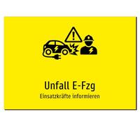 Accident E-Fzg - Emergency Forces Informing - Aluminium Sign A2: 594 x 420 mm - With Graphic and Text