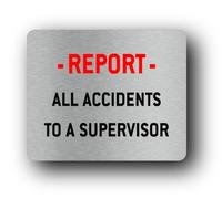 Accident reporting Sign - 11.0x9.5cm Brushed Aluminium