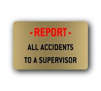 Accident reporting Sign - 14.0x9.0cm Brushed Aluminium