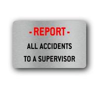 Accident reporting Sign - 14.0x9.0cm Brushed Aluminium