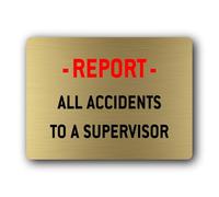 Accident reporting Sign - 19.0x14.0cm Brushed Aluminium