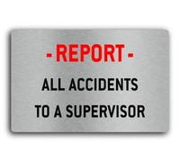 Accident reporting Sign - 29.0x19.0cm Brushed Aluminium