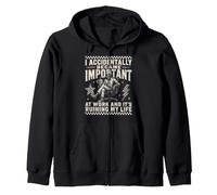 Accidentally Important At Work Burnout Office Humor Zip Hoodie