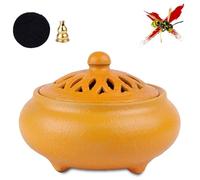 Accjzzlyn Wasp Repellent Ceramic Incense Burner, Coffee Smoke Incense Burner for Wasps Repel, Mosquito Spiral Holder, Fireproof Bowl for Garden, Bedroom, Living Room, Indoor and Outdoor Use
