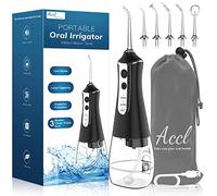 ACCL Water Flosser Cordless Teeth Cleaner, 350ML Portable Cordless Dental Oral Irrigator for Tooth Care Home Use and Travel, 3 Modes with 5 Jet Tips & Travel Bag, Black