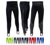 Acclaim Athens Mens Four Way Stretch Polyester Reflective Print Running Exercise Fitness Training Elasticated Tie Cord Waist Track Tights Pants Leggings with Stirrups (Black, Small)