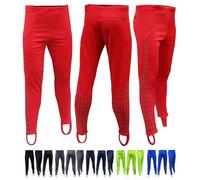 Acclaim Athens Mens Four Way Stretch Polyester Reflective Print Running Exercise Fitness Training Elasticated Tie Cord Waist Track Tights Pants Leggings with Stirrups (Red, Large)