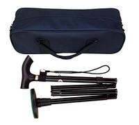 Acclaim Bowlers 33"-37" Lawn Bowls Plain Metal Folding Walking Stick & Green Protector With Green Synthetic Felt Base In Carrying Bag (Black)