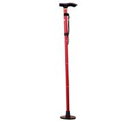 Acclaim Bowlers Adjustable 33”-37” Lawn Bowls Plain Lightweight Alloy Folding Four Piece Plain Metal Walking Stick & Green Protector With Synthetic Green Felt Base (Red)