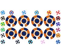 Acclaim Lawn Bowls Identification Stickers Markers Standard 5.5 cm Diameter 2 Full Sets Of 4 Self Adhesive Segmented Two Colour (Navy Blue/Orange)