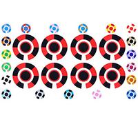 Acclaim Lawn Bowls Identification Stickers Markers Standard 5.5 cm Diameter 2 Full Sets Of 4 Self Adhesive Segmented Two Colour (Red/Black)
