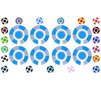 Acclaim Lawn Bowls Identification Stickers Markers Standard 5.5 cm Diameter 2 Full Sets Of 4 Self Adhesive Segmented Two Colour (Royal Blue/Silver)