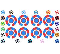 Acclaim Lawn Bowls Identification Stickers Markers Standard 5.5 cm Diameter 2 Full Sets Of 4 Self Adhesive Segmented Two Colour (Royal Blue/Red)