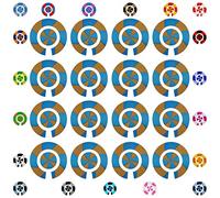 Acclaim Lawn Bowls Identification Stickers Markers Standard 5.5 cm Diameter 4 Full Sets of 4 Self Adhesive Spiral Two Colour (Royal Blue/Gold)