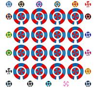 Acclaim Lawn Bowls Identification Stickers Markers Standard 5.5 cm Diameter 4 Full Sets of 4 Self Adhesive Spiral Two Colour (Royal Blue/Red)