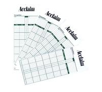 Acclaim Lawn Bowls Score Paper Sheets 1000 Single Sided White Green Black Text Paper Printed Sheets 8 1/4" x 3 1/4"