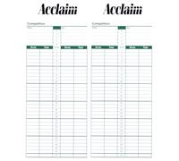 Acclaim Lawn Bowls Scorecards Double Sided Twin Use White Black With Green Text Card Printed Sheets 8 1/4" x 3 1/4" In 100’s 500’s & 1000’s (1000)