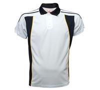 Acclaim Mens Worthing White Breathable Performance Polyester Bowlers Bowls Polo Shirt 3 Button Short Sleeve Ribbed Collar Top (UK, Alpha, 3XL, Regular, Regular, White/Black/Yellow)