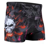 Acclaim Osaka Flat Ribbed Shadow Stripe Boxer Sports Swimming Trunks with Skull Or Eagle Print in A Compression Sports Fit with Internal Tie Cord Waist (UK, Alpha, XL, Regular, Regular, Osaka Skull)
