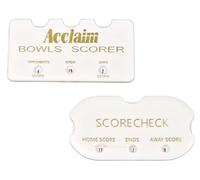 Acclaim Pocket Bowls Scorer Scorecheck Rectangular and Rounded Design Twin Pack White Gold Print Opponents and Own Score Plus Ends