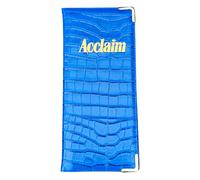 Acclaim Rigid Lawn Bowls Bowling Scorecard Holder Lightly Padded Synthetic Texture Effect 23 cm x 10 cm with Spring Clip & Pen Loop (Blue)