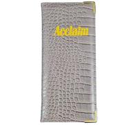 Acclaim Rigid Lawn Bowls Bowling Scorecard Holder Lightly Padded Synthetic Texture Effect 23 cm x 10 cm with Spring Clip & Pen Loop (Grey)