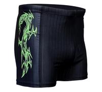 Acclaim Sendai Flat Ribbed Shadow Stripe Boxer Swimming Trunks with Tribal Print in A Premium Compression Sports Fit with Internal Tie Cord Waist (UK, Alpha, 3XL, Regular, Regular, Black/Fluo Green)