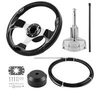 Acclcors Boats Steering System, Mechanical Rotary Steering Kit, 365.8 CM Cable Control Cable Outboard, Marine steering systems for yachts, fishing boats and other watercraft