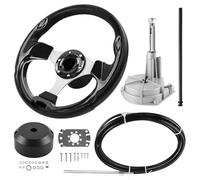 Acclcors Boats Steering System, Mechanical Rotary Steering Kit, 487.7 CM Cable Control Cable Outboard, Marine steering systems for yachts, fishing boats and other watercraft