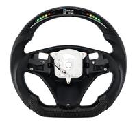 Acclcors Carbon Fiber Steering Wheel D Shape Leather Steering Wheel Flat Bottom Steering Wheel with LED Shift Indicator for Large Paddle Holes for BMW M Sport 1/3 Series M3/E88 E90 E91 E92 E93 2005