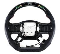 Acclcors Carbon Fiber Steering Wheel, D-Shaped Flat-Bottomed LED Shift Indicator Steering Wheel with Heating, Perforated Leather Grips for Land Rover Defender 2020-2024