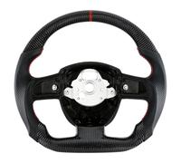 Acclcors Carbon Fiber Steering Wheel, D-Shaped Flat-Bottomed Steering Wheel with Red Stitching, Perforated Leather Grips for Audi 2008-2010 for A4(only B7) for A5 for S4 for S5