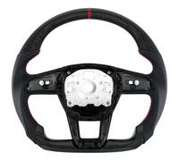 Acclcors Carbon Fiber Steering Wheel, D-Shaped Flat-Bottomed Steering Wheel with Red Stitching, Perforated Leather Grips for Audi 2020+ for RS7 for S7