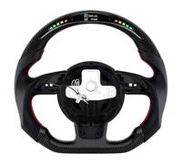 Acclcors Carbon Fiber Steering Wheel, LED Shift Indicator Perforated Leather Grip, Fit For Original Steering Wheel Flat Bottom, Fit For Audi S3 S4 S5 RS3 RS4 RS5 RS6 2012-2016