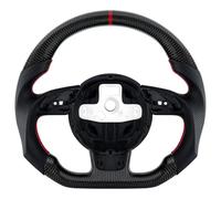 Acclcors Carbon Fiber Steering Wheel, Red Stitched Perforated Leather Grip, Fit For Original Steering Wheel Flat Bottom, Fit For Audi S3 S4 S5 RS3 RS4 RS5 RS6 2012-2016