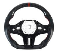 Acclcors Handcrafted Real Carbon Fiber Steering Wheel, Domed Flat-Bottomed Steering Wheel with Red Centreline, Perforated Leather Grip for BMW M Sport G20 M3 F40 F44 G21 G28 G22 G29 F87 G80 F82 F83