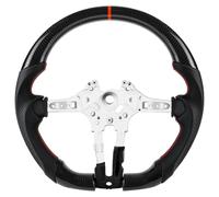 Acclcors Handcrafted Real Carbon Fiber Steering Wheel, Domed Flat-Bottomed Steering Wheel with Red Centreline for BMW M Sport Serie/for M Performance Serie M3 F20 F22 F23 F30 F31 F87 M2 F82 F83
