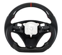 Acclcors Handcrafted Real Carbon Fiber Steering Wheel, Domed Flat-Bottomed Steering Wheel with Red Centreline, Perforated Leather Grip for BMW M Sport 1/3 Serie M3 E88 E90 E91 E92 E93 2005-2012
