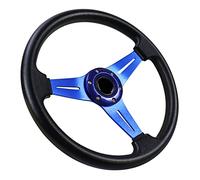 Acclcors Universal Racing Steering Wheel, 13.6 Inch, Blue, Leather and Vinyl Grip, 3 Spokes, Compatible with Racing Car, Gaming/Rally/Motorsport/Car Simulation