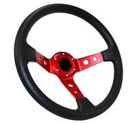 Acclcors Universal Racing Steering Wheel - 13.6 Inches, 6 Screws Grip, Vinyl, Leather, Deep Dish With Horn Button for Drifting, Gaming, Rally, Motorsports, Driving