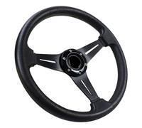 Acclcors Universal Racing Steering Wheel, 350mm/14in Drifting Steering Wheel with Horn Button, 6 Bolt Grip Vinyl Leather for Racing/Rally/Motorsport/Car Sim Driving (Black)