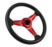 Acclcors Universal Racing Steering Wheel, Drifting Steering Wheel, Gaming Steering Wheel, 13.6 Inches, 6 Screws Grip Vinyl Leather with Horn Button for Racing, Rally, Motorsport, Car Simulation (Red)