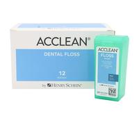 Acclean Dental Floss, Shred Resistant Nylon, Waxed, 200 Yards of Dental Floss, Mint Flavored, Office Size, 12/Bx