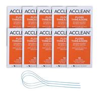 Acclean Floss Threaders, Dental Floss Threaders for Bridges, Orthodontic Appliances & Implants, 100 Count (10 Packs of 10)