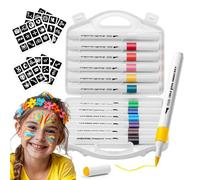 ACCloud 12 Colors Acrylic Paint Pens Markers+ Tattoo Stencils Kit, Flexible Brush Premium Drawing Markers for Wood, Canvas, Stone, Rock Painting, Glass, Ceramic Surfaces, Back to School Supplies
