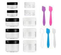 Accmor 10 Pieces Makeup Travel Containers with Lids 3/5/ 10/15/ 20 Gram Size Cosmetic Jars with 5 Pieces Mini Spatulas for Gift(random color)