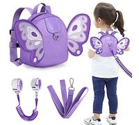 Accmor Toddler Harness Backpack Leash, Cute Butterfly Kid Backpacks with Anti Lost Wrist Link, Mini Child Backpack Harness Leashes Walking Wristband Travel Bag Harness Rein for Baby Girls (Purple)