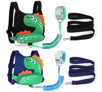 Accmor Toddler Leash Harness, 2 Pack Cute Dinosaur Kids Leash Harness Wrist Leashes + Anti Lost Wrist Link, Child Walking Harness Wristband Assistant Strap Belt for Baby Boys Girls to Outdoor Travel