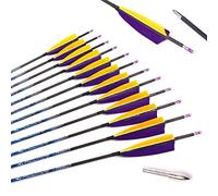 ACCMOS 12pcs 32 inch Hunting Carbon Arrow ID 4.2mm Spine 800 with 4" Turkey Feather for Archery Recurve Bow Compound Bow Shoot (Spine 800, 32 inch)